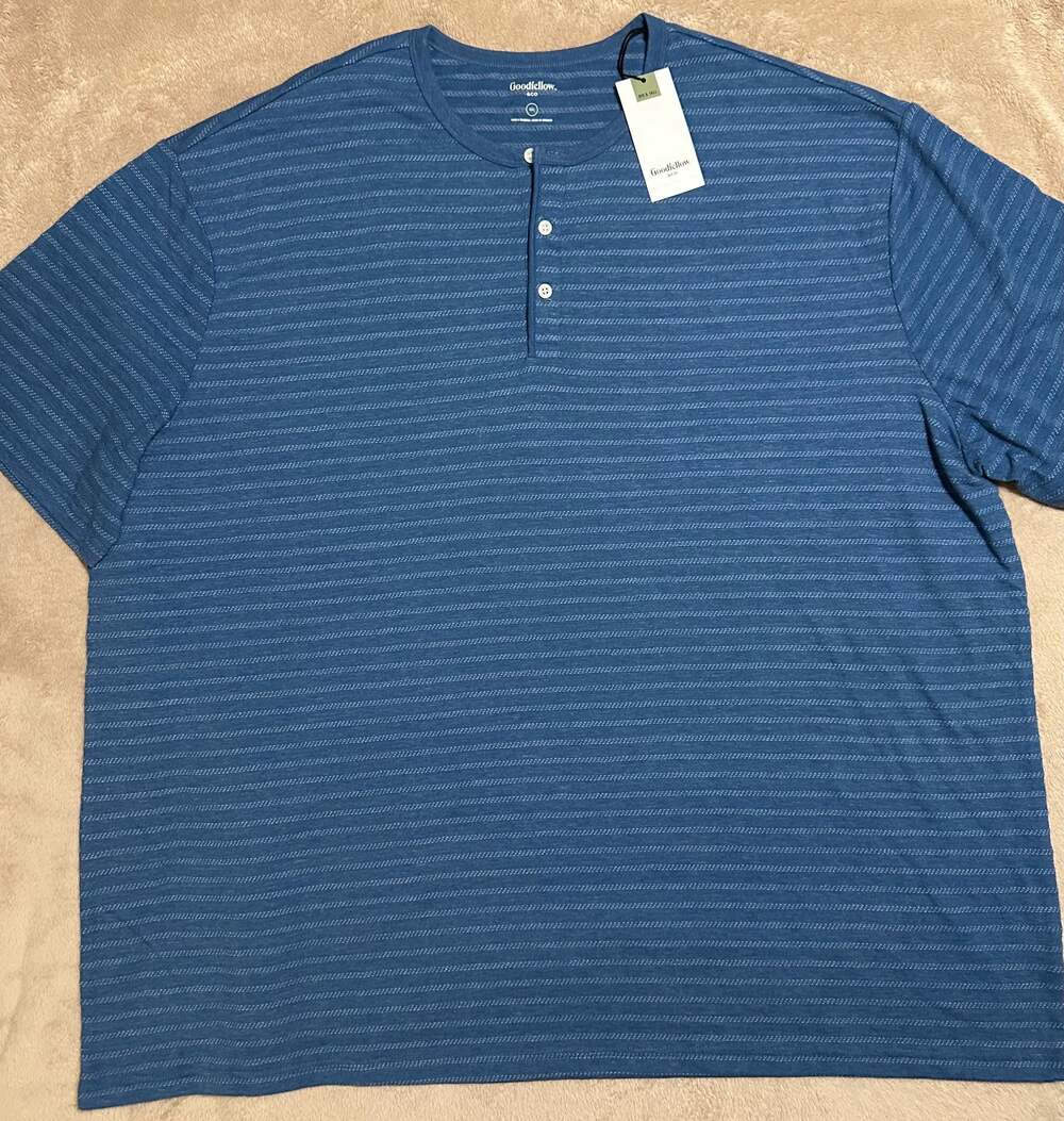 Goodfellow & Co Men's Big & Tall Striped Short Sleeve Henley Shirt - 4XL